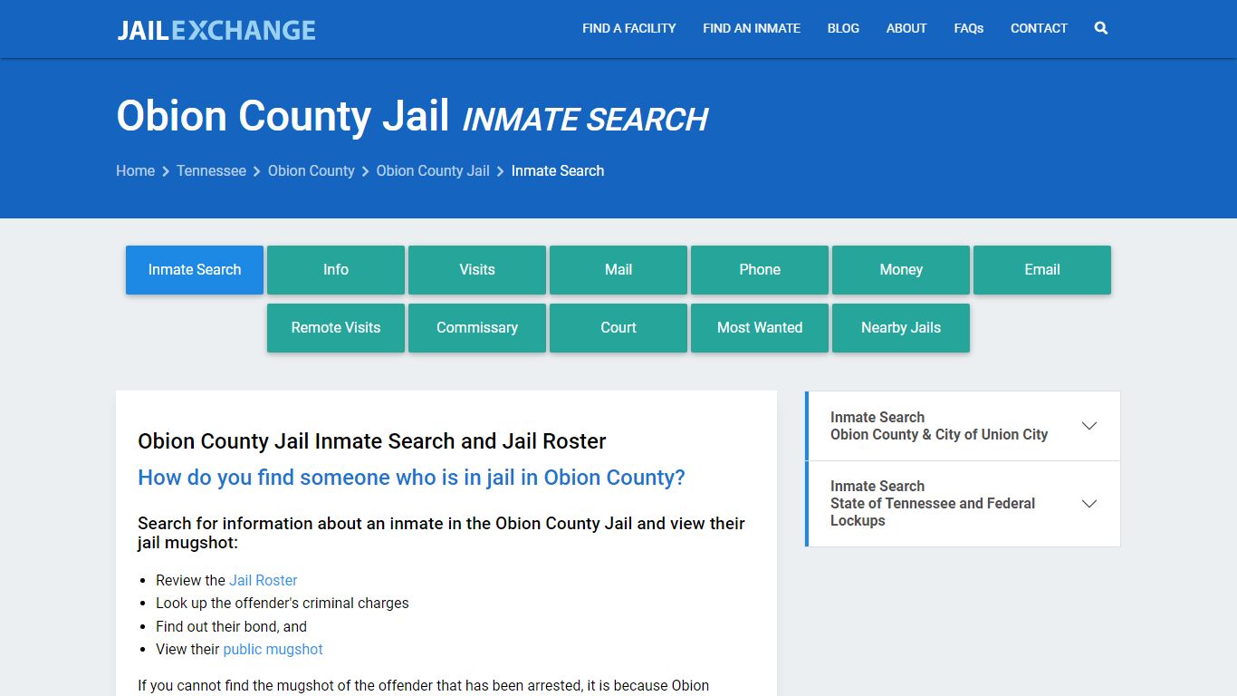 Inmate Search: Roster & Mugshots - Obion County Jail, TN